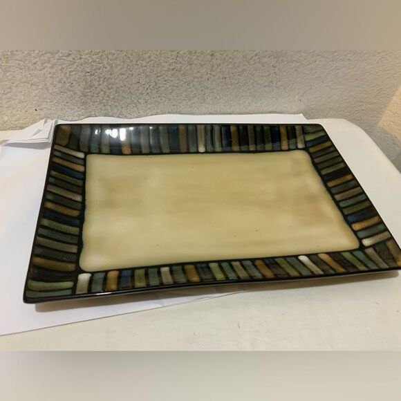 Sonoma Life Style Vallejo Blue Serving Platter 14 x 9 G13 - Picture 1 of 5